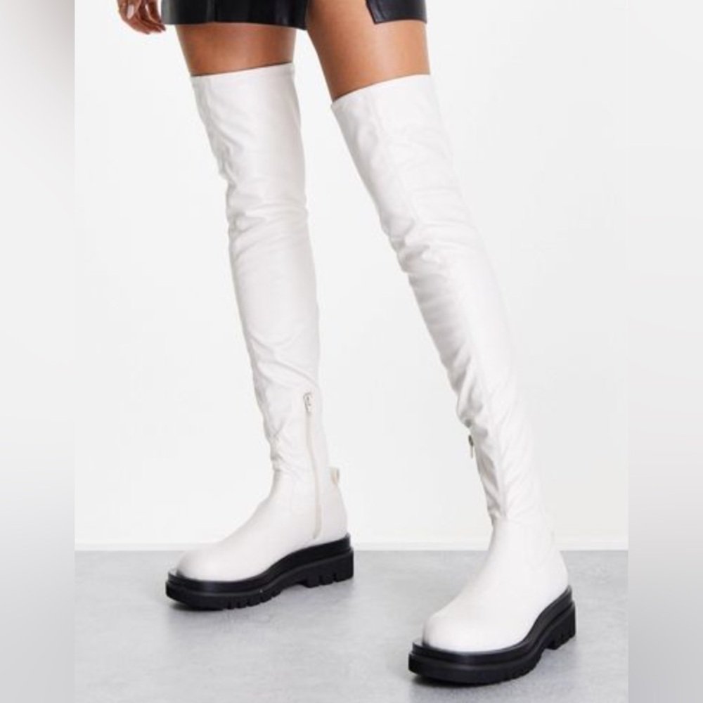 TONY BIANCO BELLAIR thigh high over-the-knee cream leather boots size 8 or 8.5